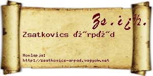 Zsatkovics Árpád névjegykártya